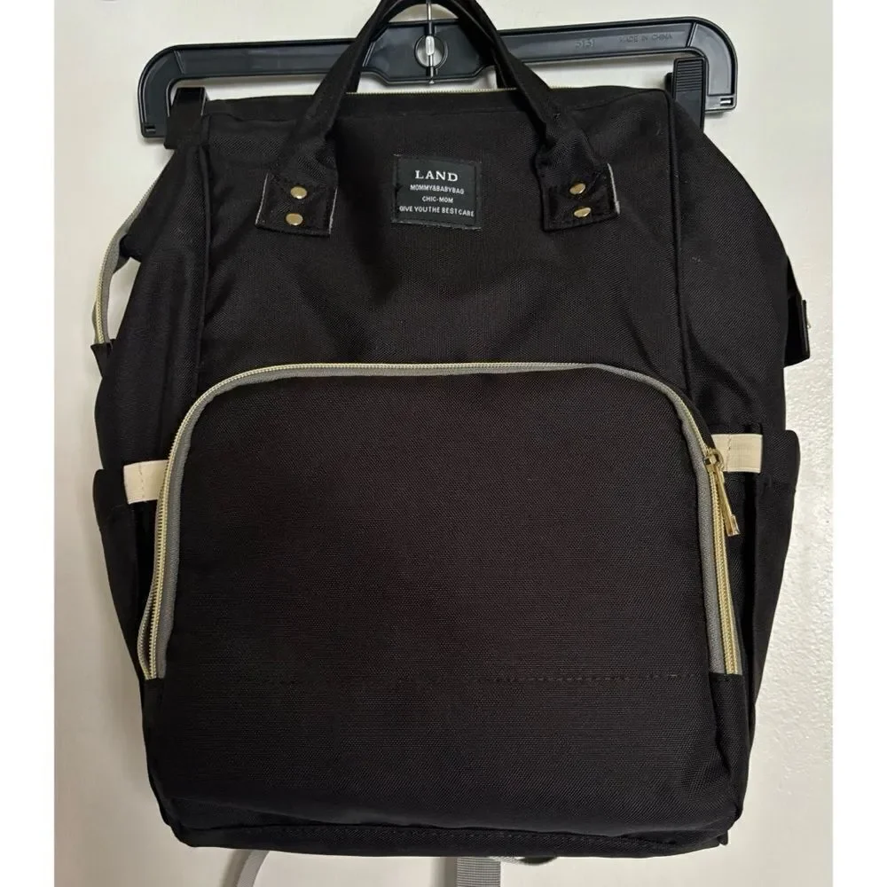 Land Baby Diaper Bag Large Capacity Mommy Backpack in Black- Exellent